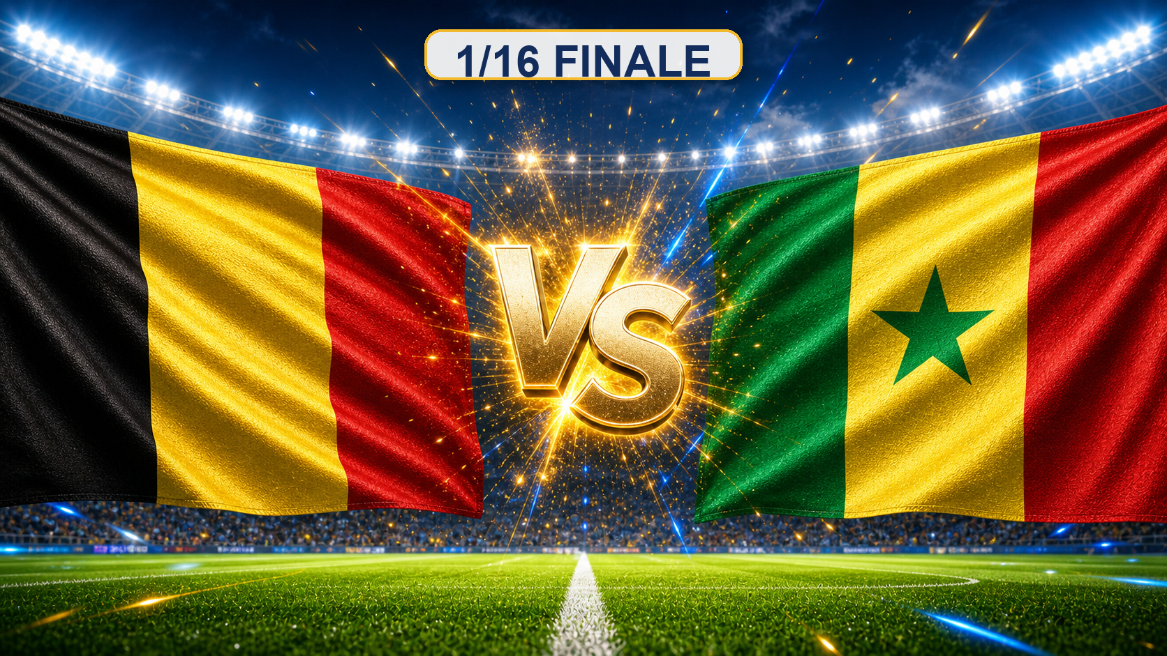 Belgien gegen Senegal Beitragsbild zum 1/16 Finale mit VS im Stadion