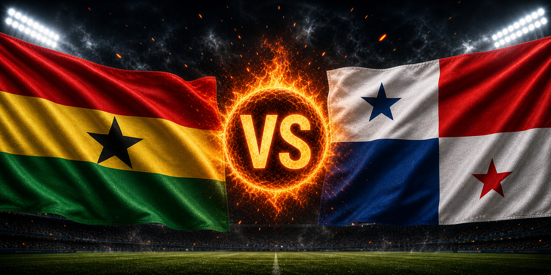 Flaggen von Ghana und Panama mit einem VS-Feuerball