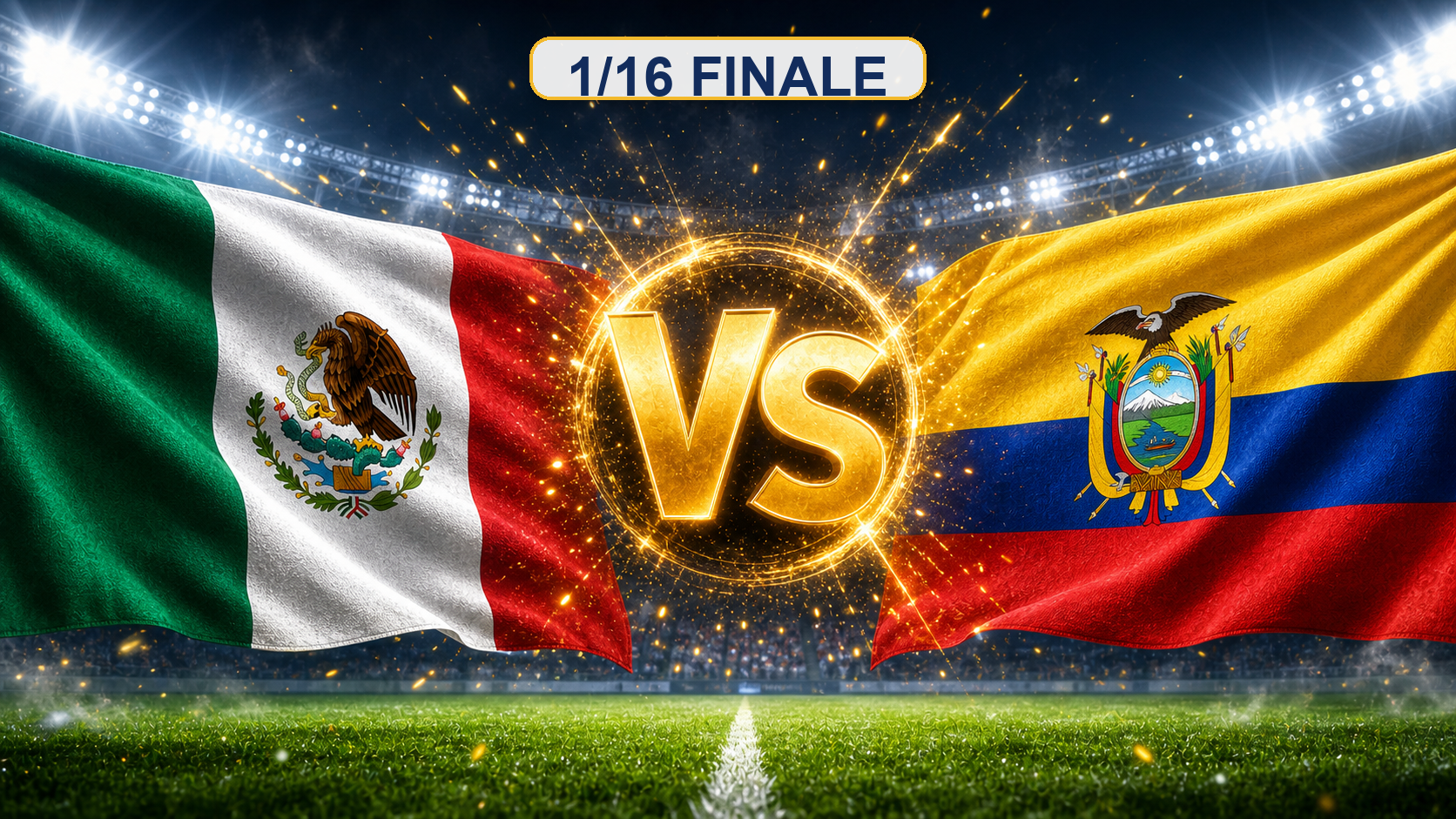Mexiko gegen Ekuador Beitragsbild zum 1/16 Finale mit VS im Stadion