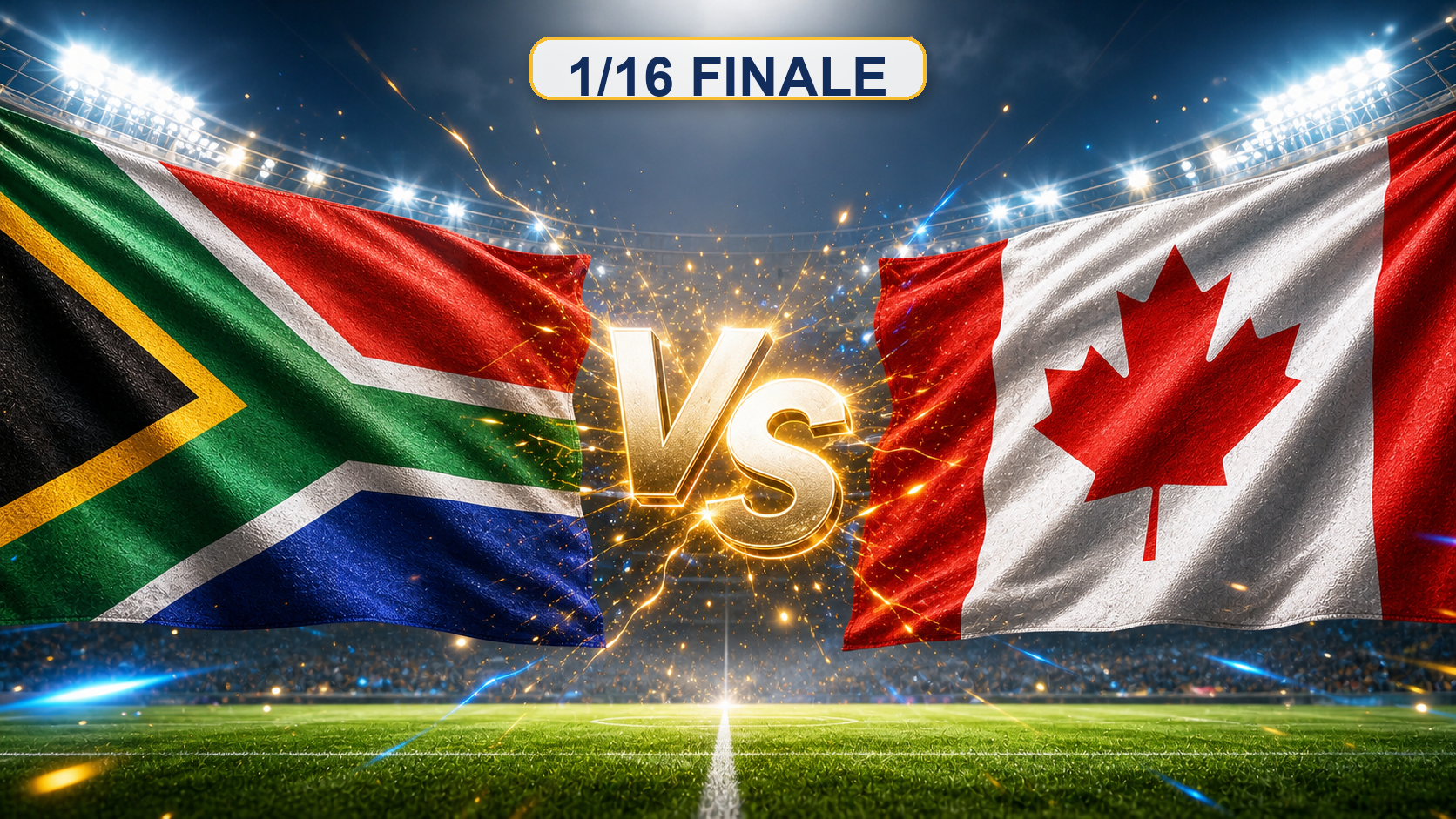 Südafrika gegen Kanada Beitragsbild zum 1/16 Finale mit VS im Stadion