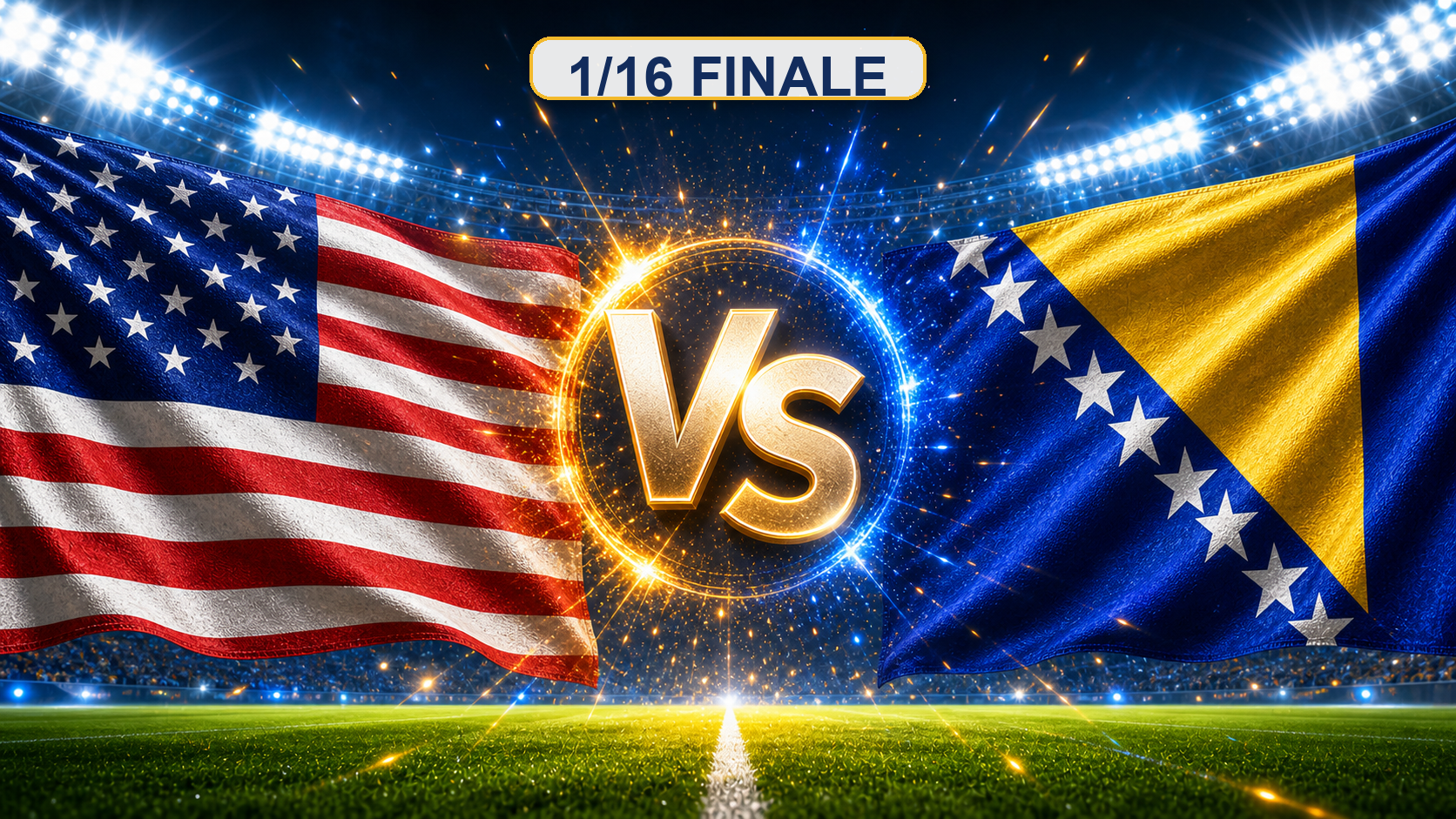 USA gegen Bosnien und Herzegowina Beitragsbild zum 1/16 Finale mit VS im Stadion