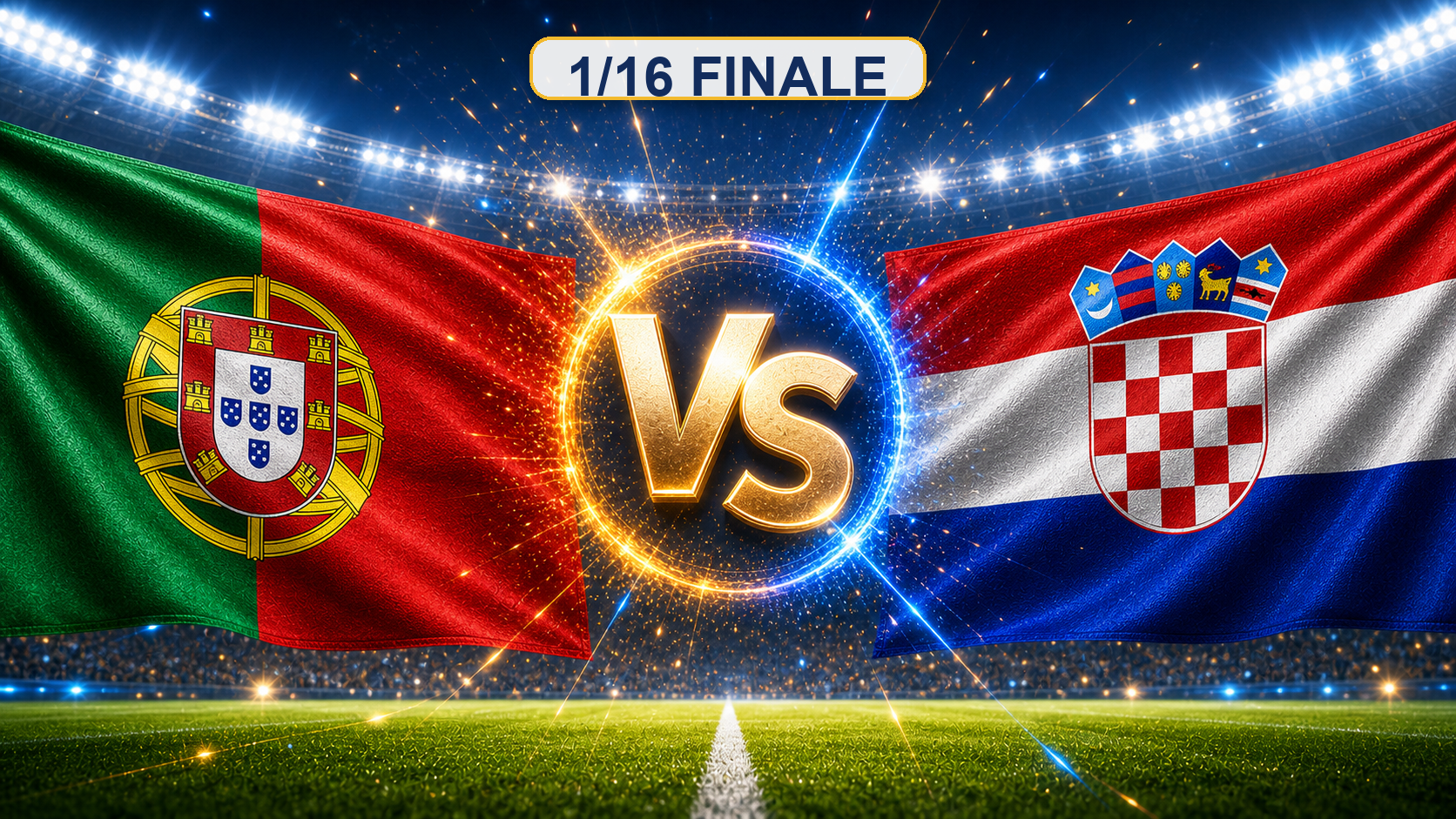 Portugal gegen Kroatien Beitragsbild zum 1/16 Finale mit VS im Stadion