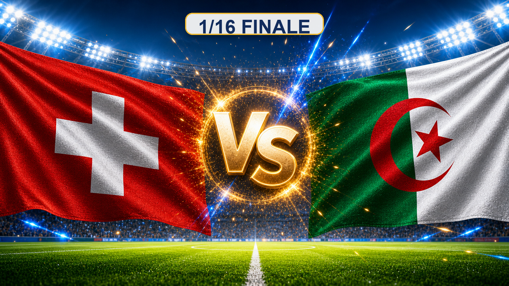 Schweiz gegen Algerien Beitragsbild zum 1/16 Finale mit VS im Stadion